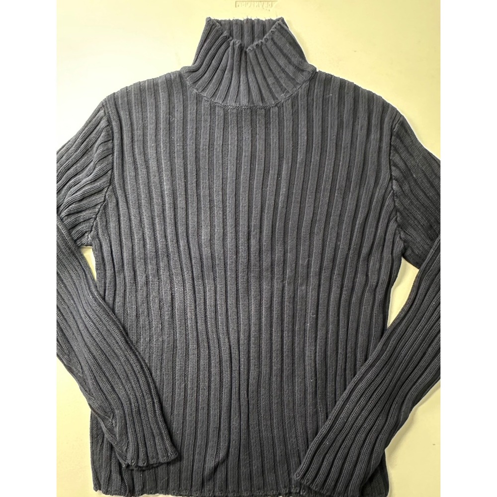 Abercrombie & Fitch Mens Navy Blue Ribbed Turtleneck Cotton Knit Sweater Medium